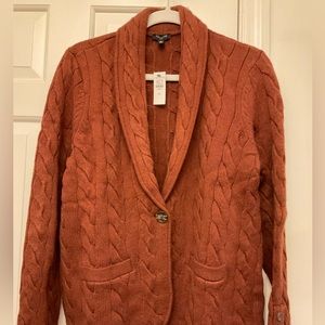 NWT Talbots cable knit shawl collar blazer